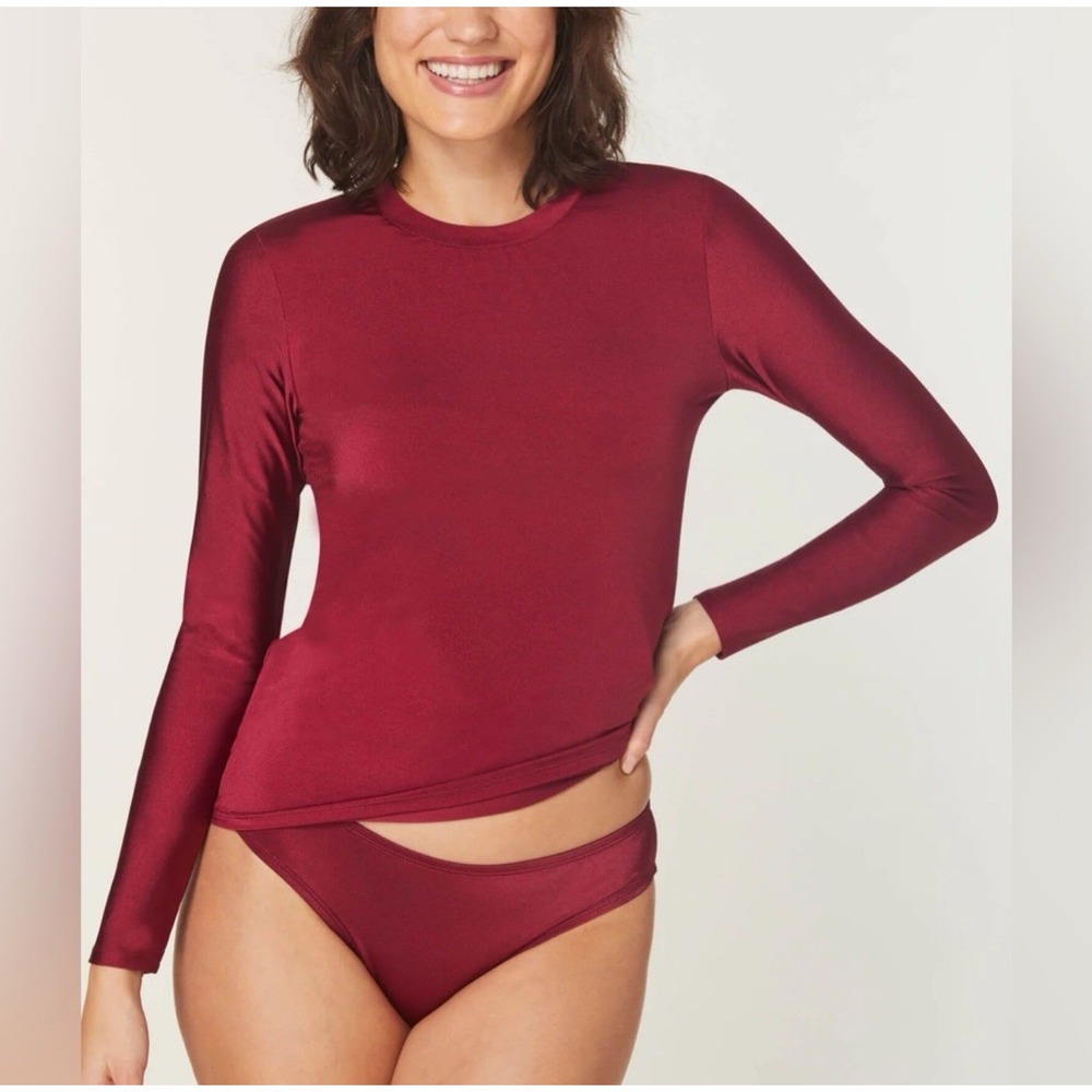 NEW ANDIE Swim Torquay Rashguard Sangria Gloss Size Small Eco Sun Protection